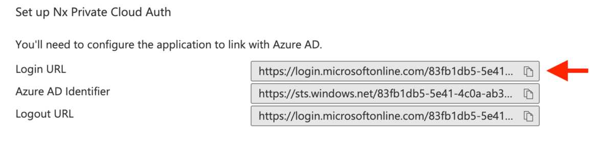 Copy login URL from Azure portal